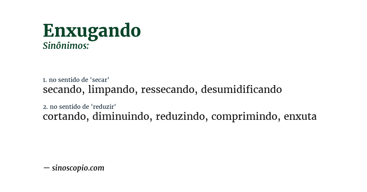Sinônimo de enxugando
