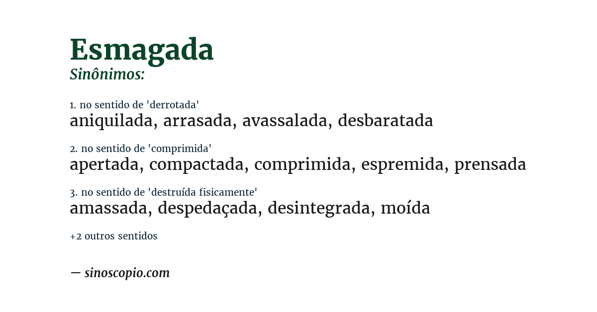 Sinônimo de esmagada