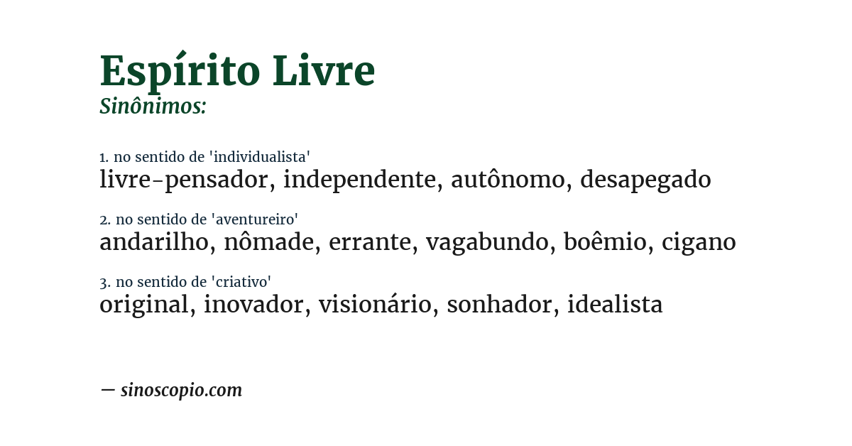 Sinônimo de espírito livre