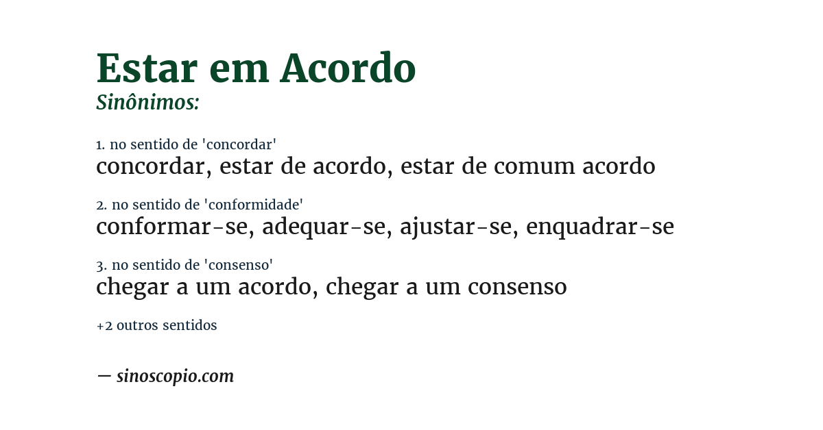 Sinônimo de estar em acordo