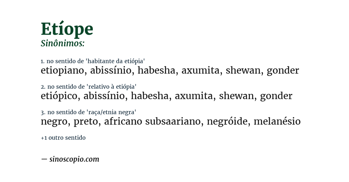 Sinônimo de etíope