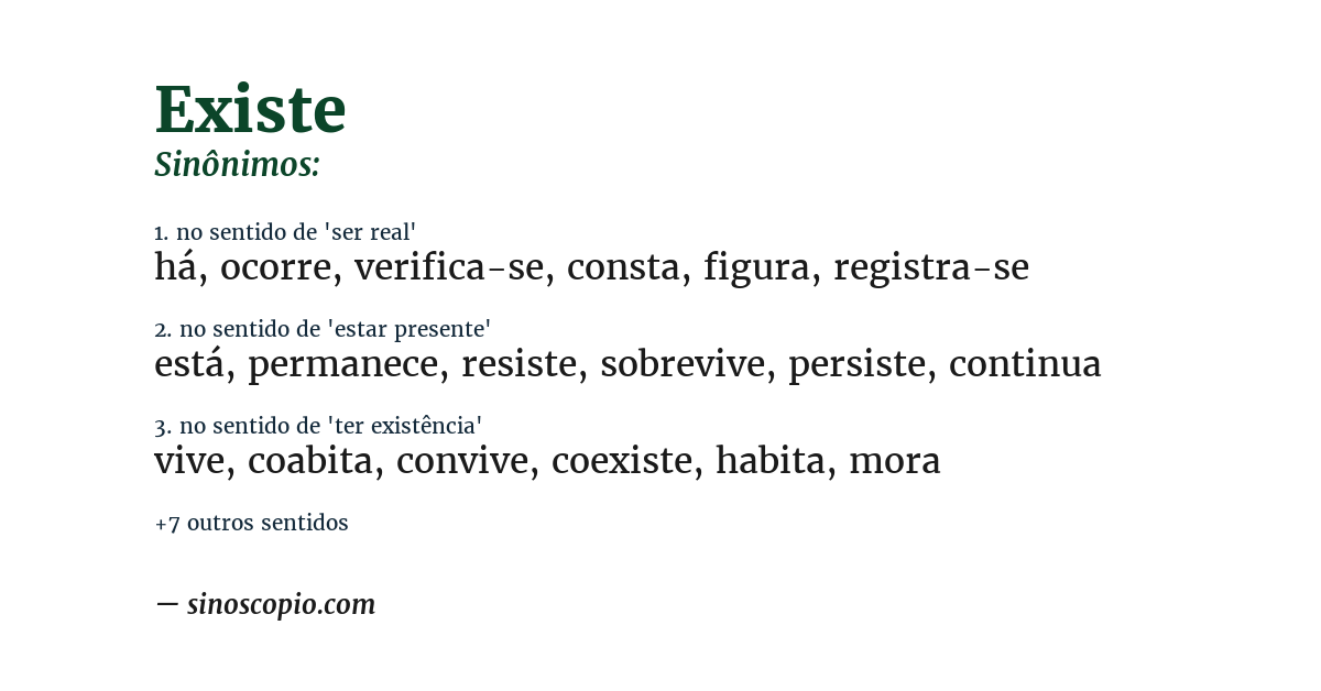 Sinônimo de existe