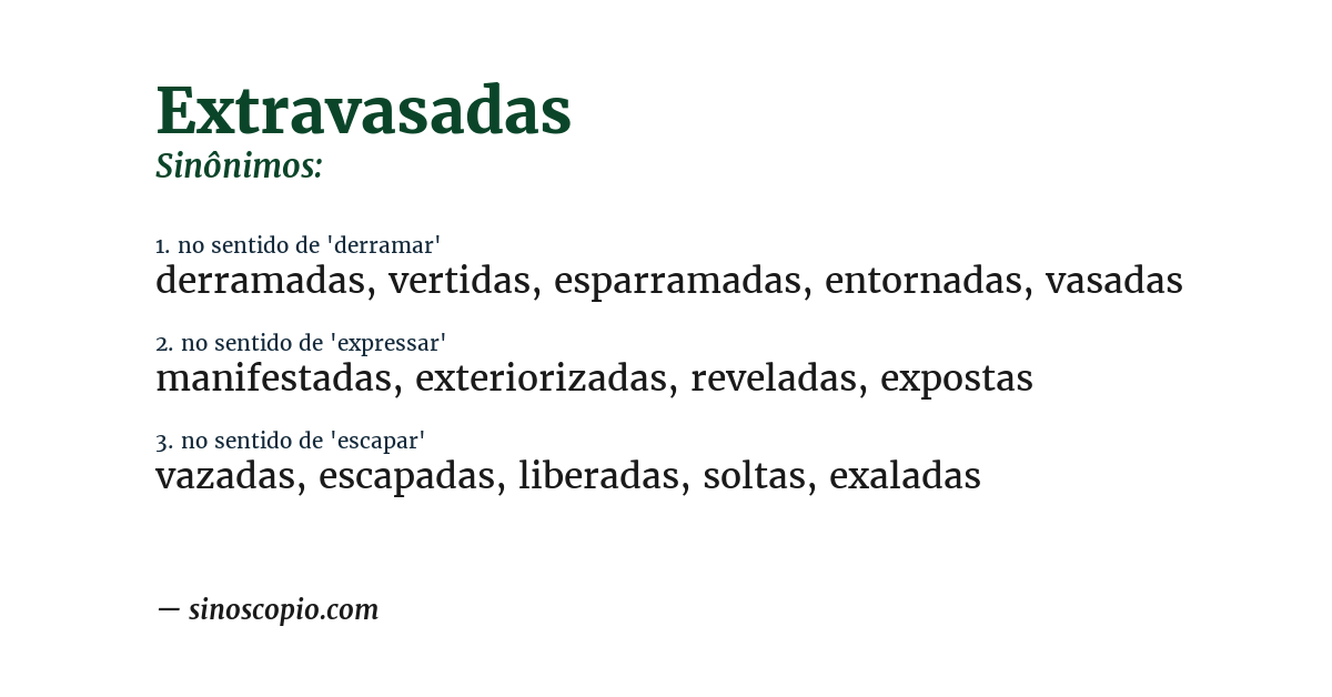 Sinônimo de extravasadas
