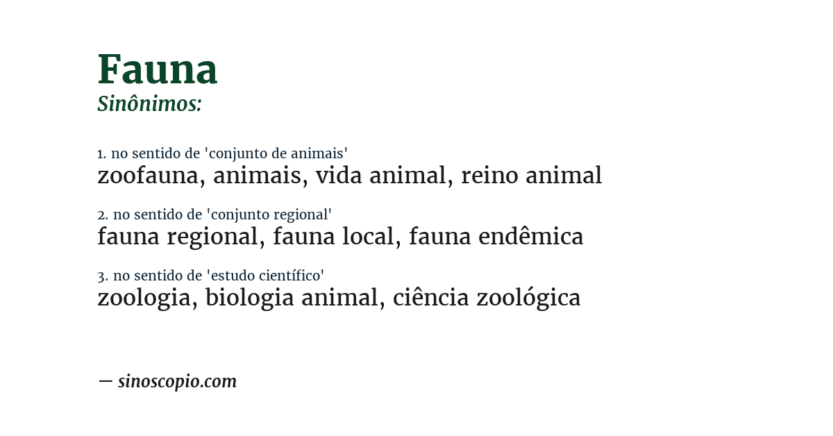 Sinônimo de fauna