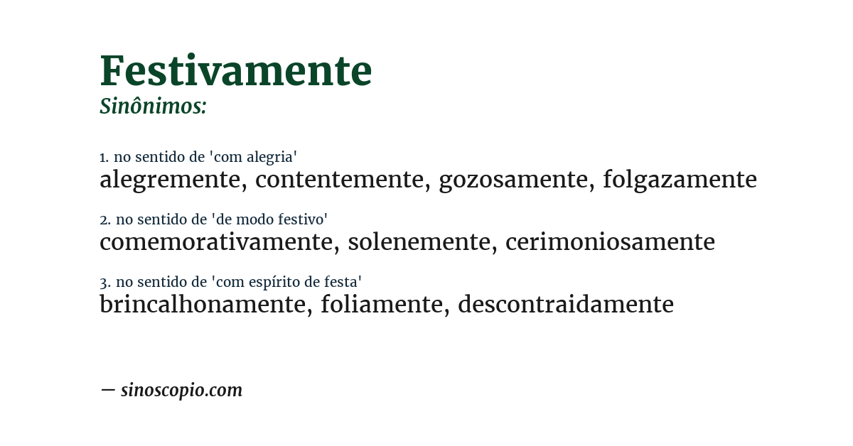 Sinônimo de festivamente