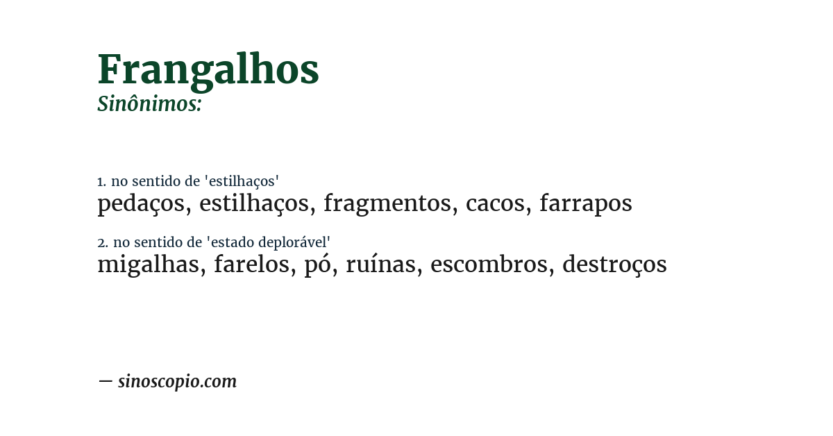 Sinônimo de frangalhos