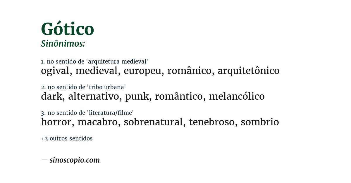 Sinônimo de gótico