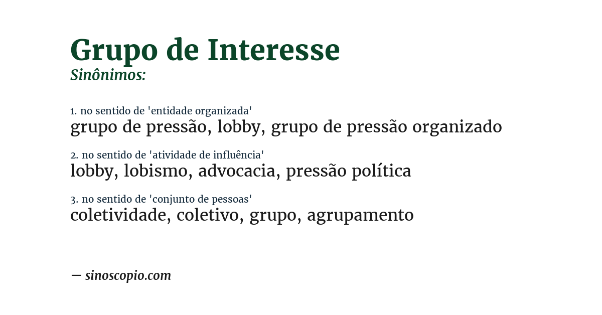 Sinônimo de grupo de interesse