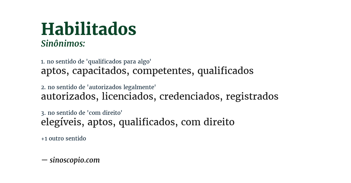 Sinônimo de habilitados