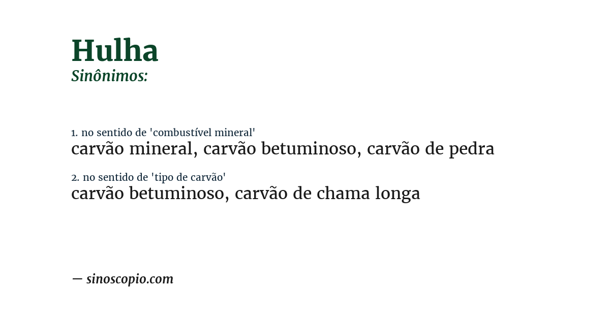 Sinônimo de hulha