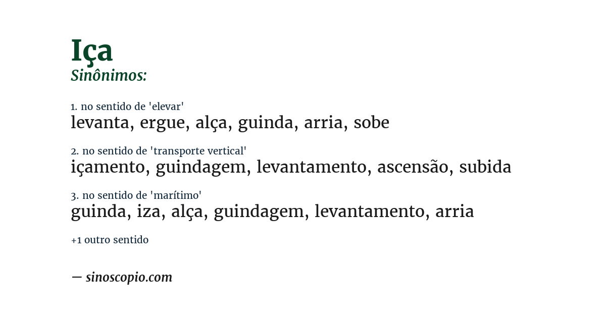 Sinônimo de iça
