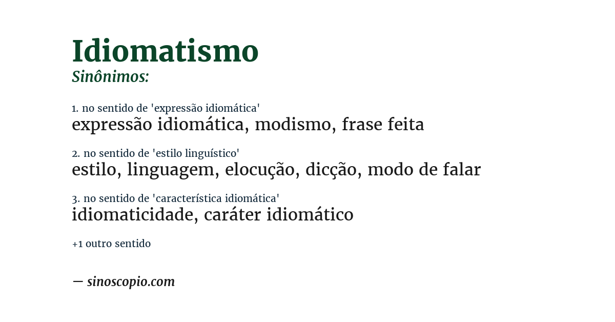 Sinônimo de idiomatismo