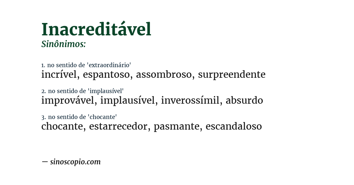 Sinônimo de inacreditável