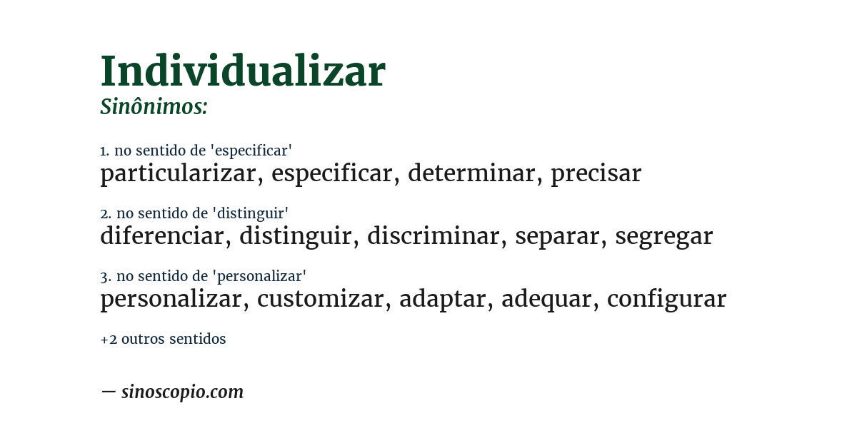 Sinônimo de individualizar