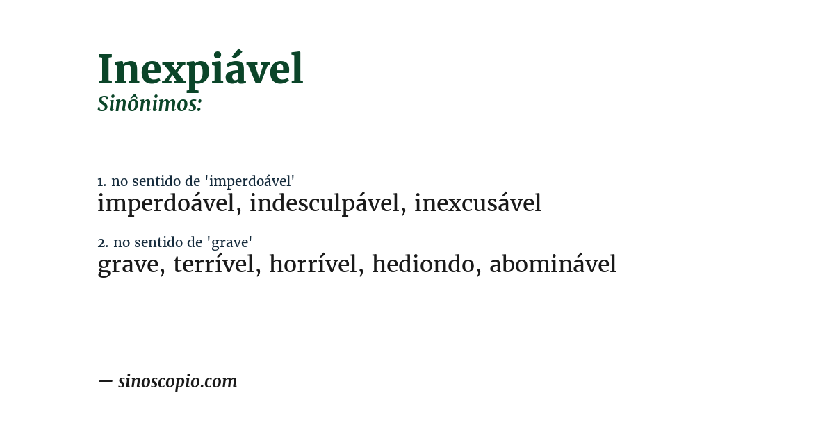 Sinônimo de inexpiável