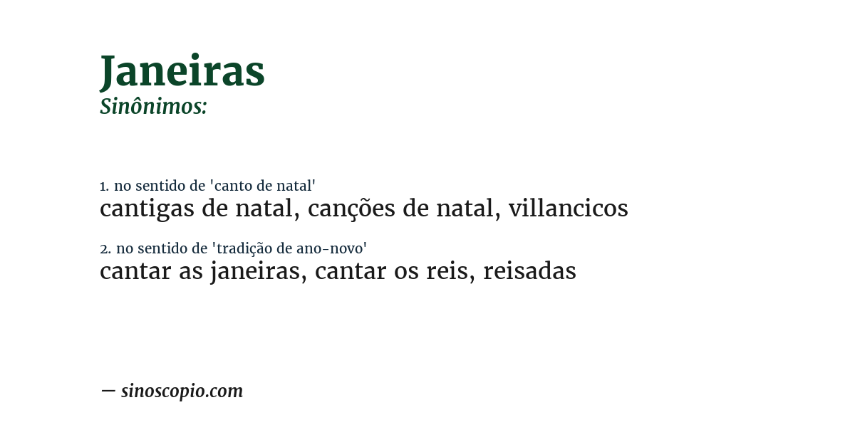 Sinônimo de janeiras
