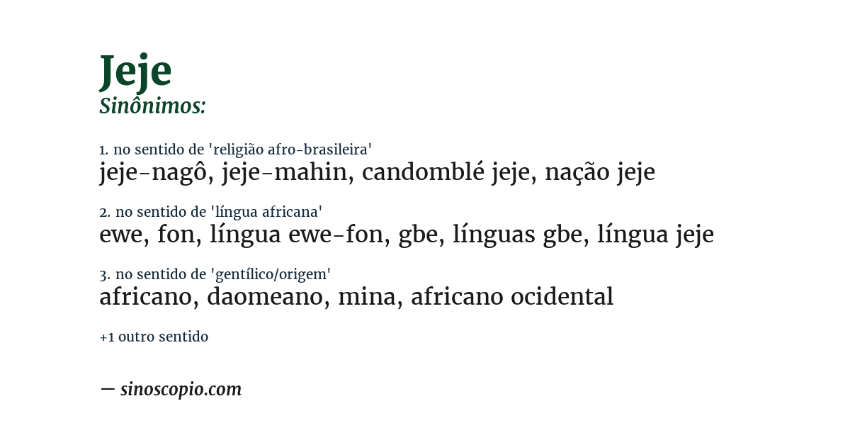 Sinônimo de jeje