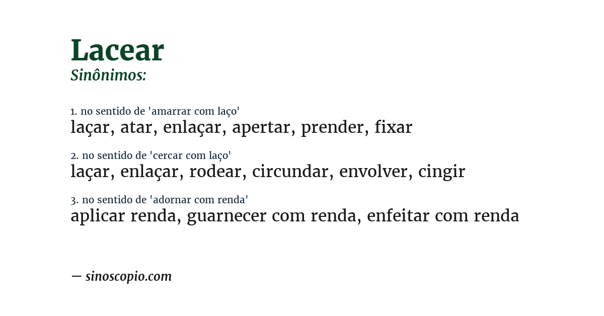 Sinônimo de lacear