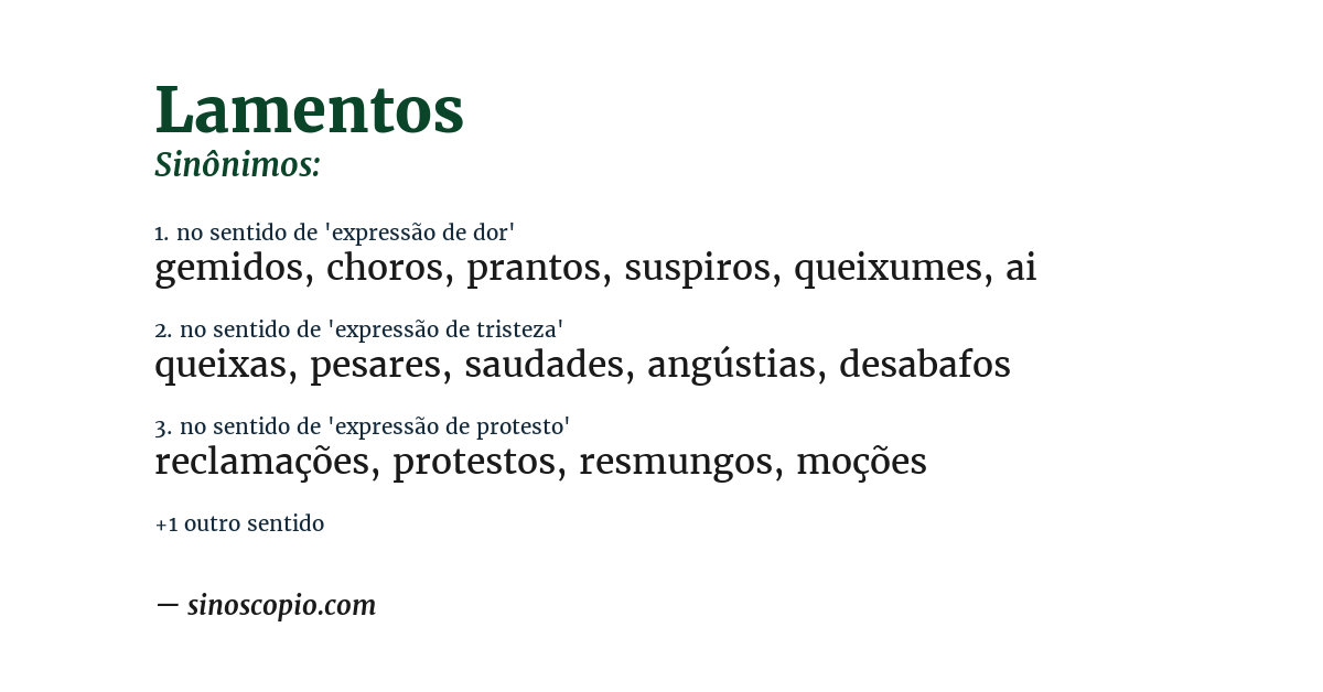 Sinônimo de lamentos