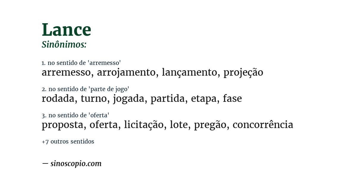 Sinônimo de lance