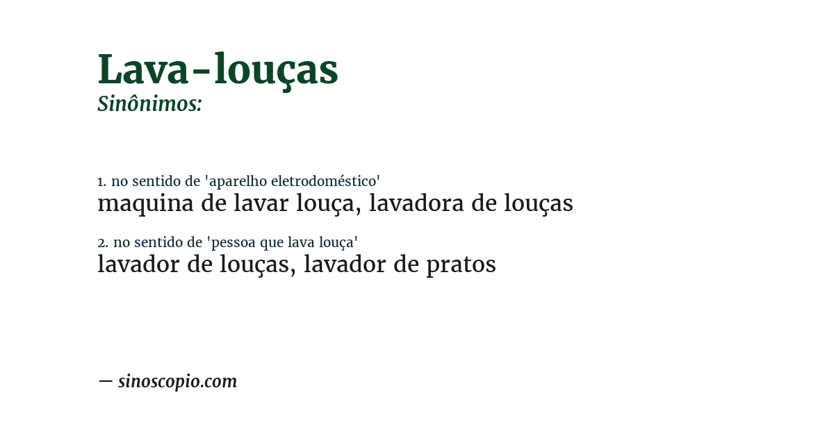 Sinônimo de lava-louças
