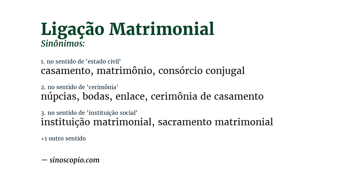 Sinônimo de ligação matrimonial