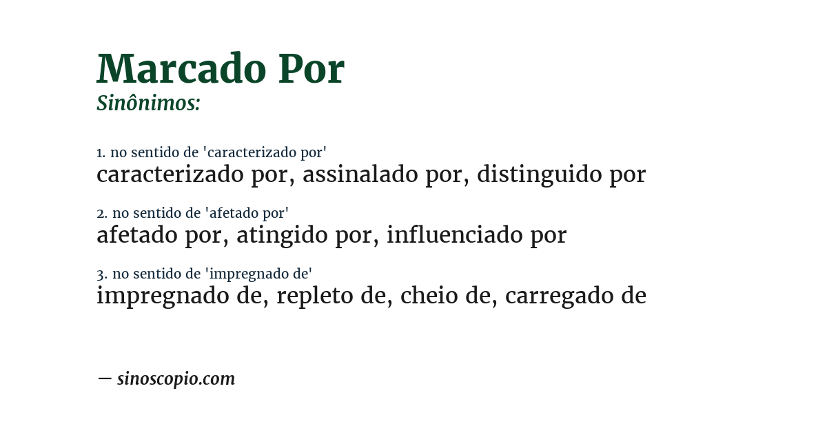 Sinônimo de marcado por