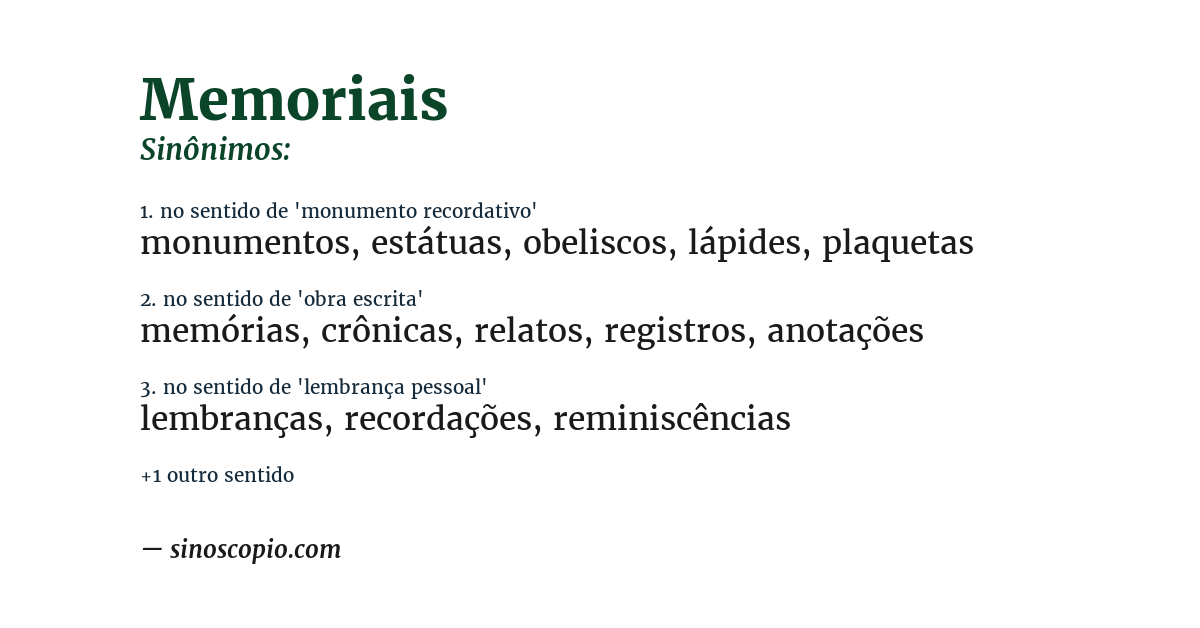 Sinônimo de memoriais