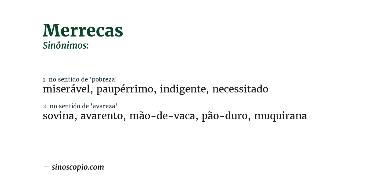 Sinônimo de merrecas