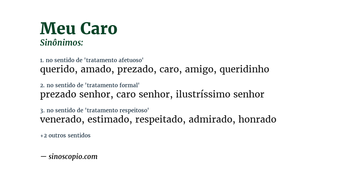Sinônimo de meu caro