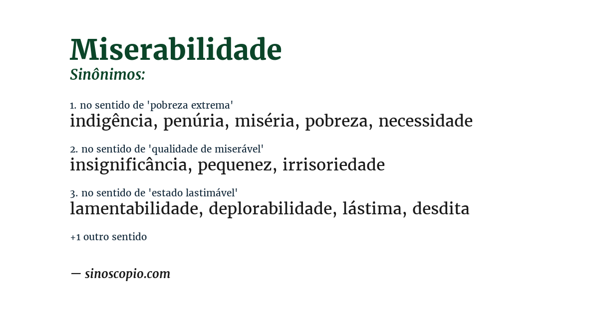 Sinônimo de miserabilidade