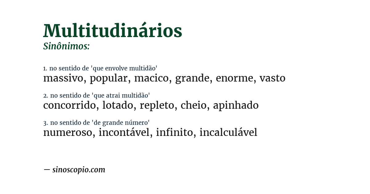 Sinônimo de multitudinários