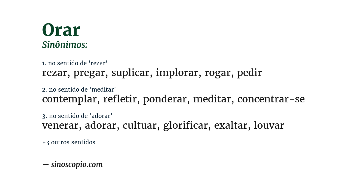 Sinônimo de orar