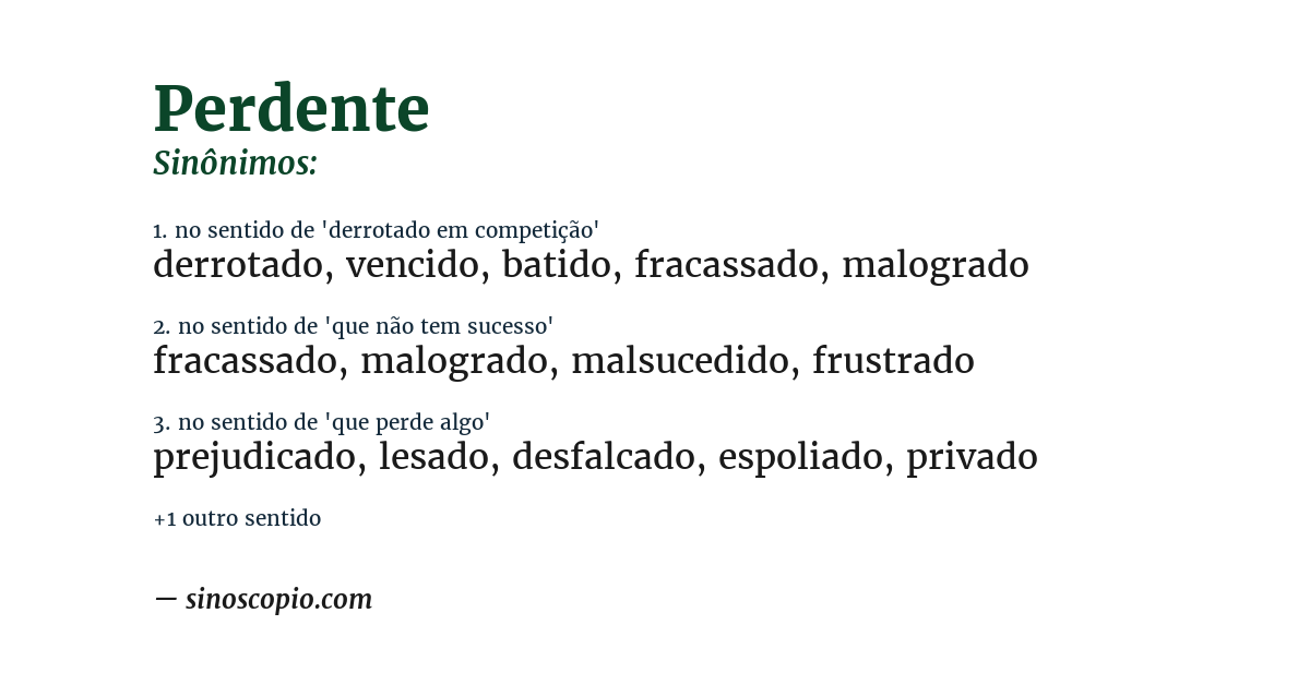 Sinônimo de perdente