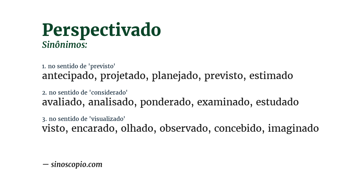 Sinônimo de perspectivado