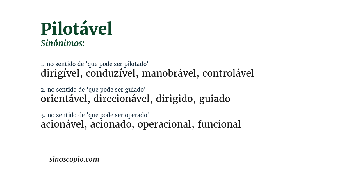 Sinônimo de pilotável