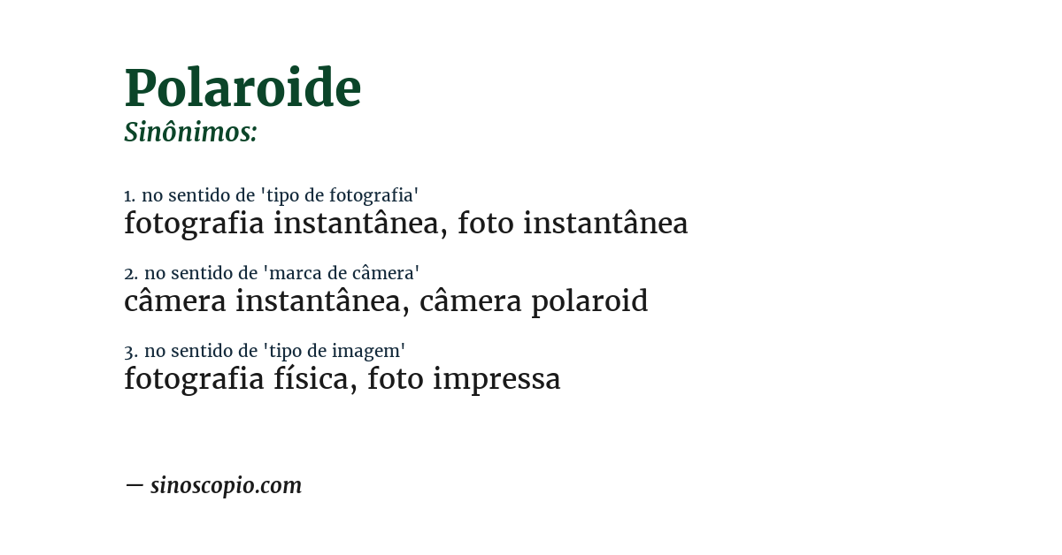 Sinônimo de polaroide