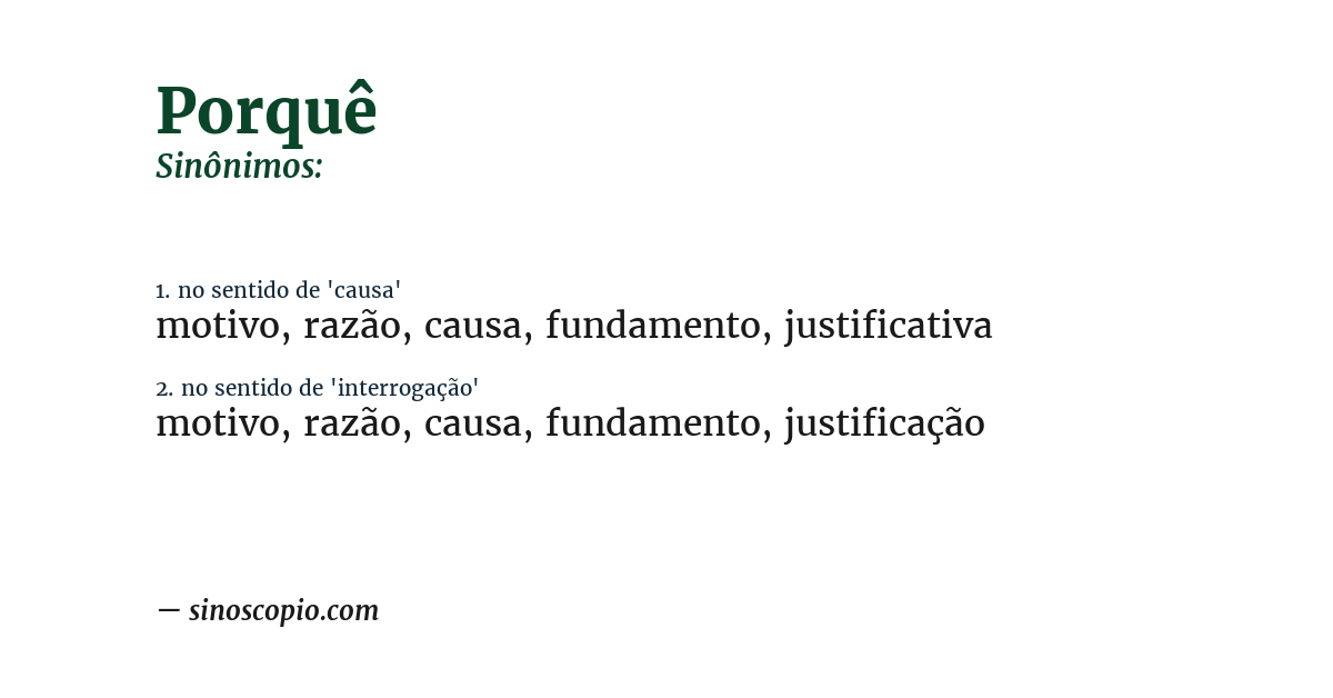 Sinônimo de porquê