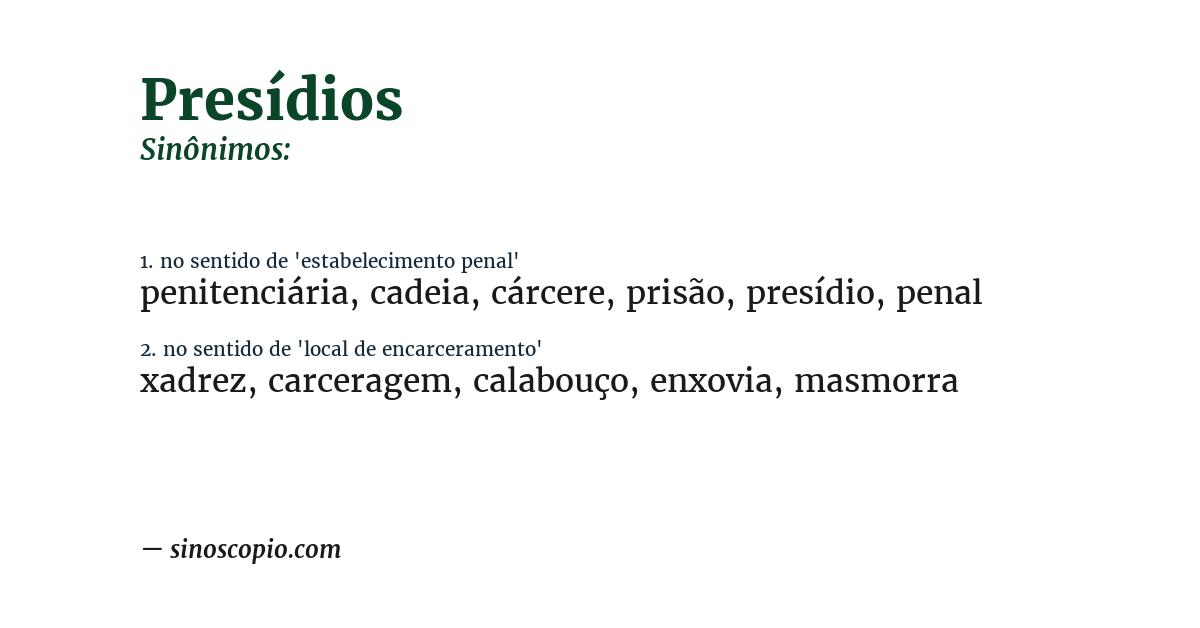 Sinônimo de presídios