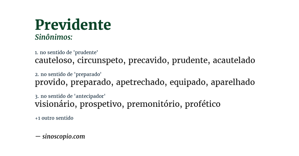 Sinônimo de previdente