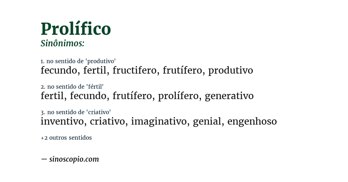 Sinônimo de prolífico