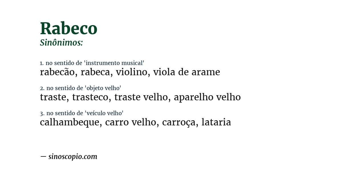 Sinônimo de rabeco