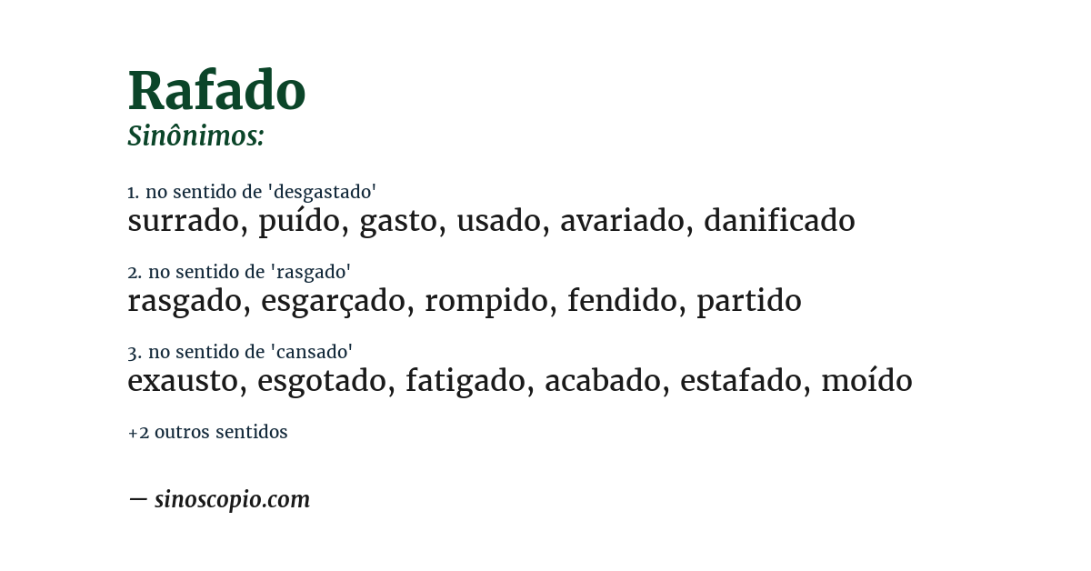 Sinônimo de rafado