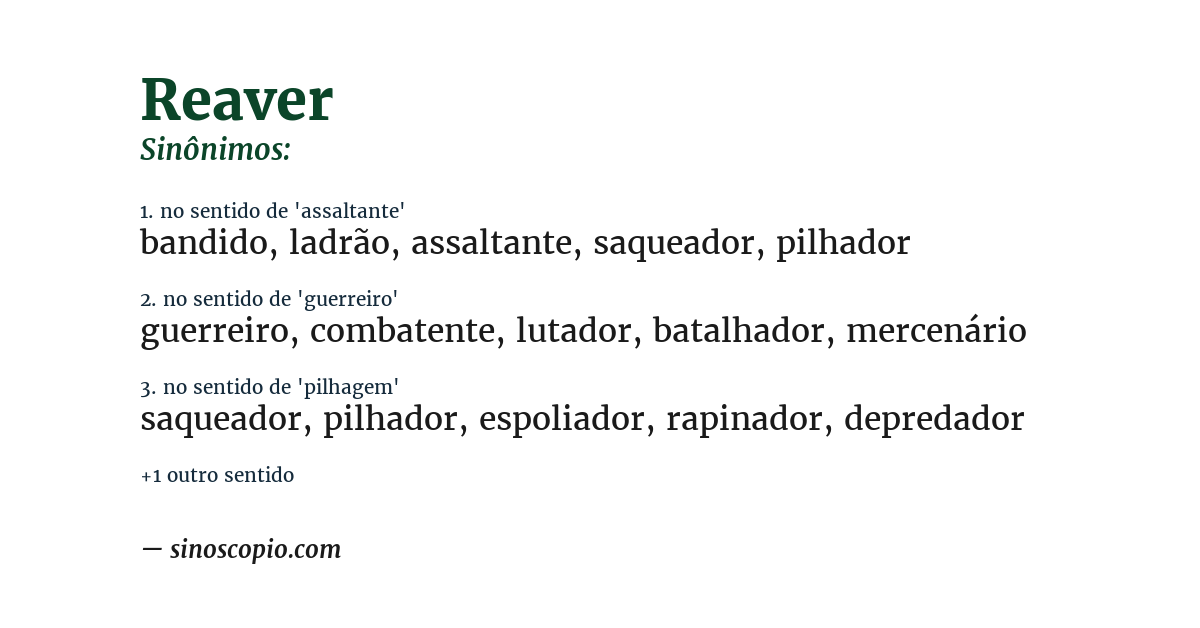 Sinônimo de reaver