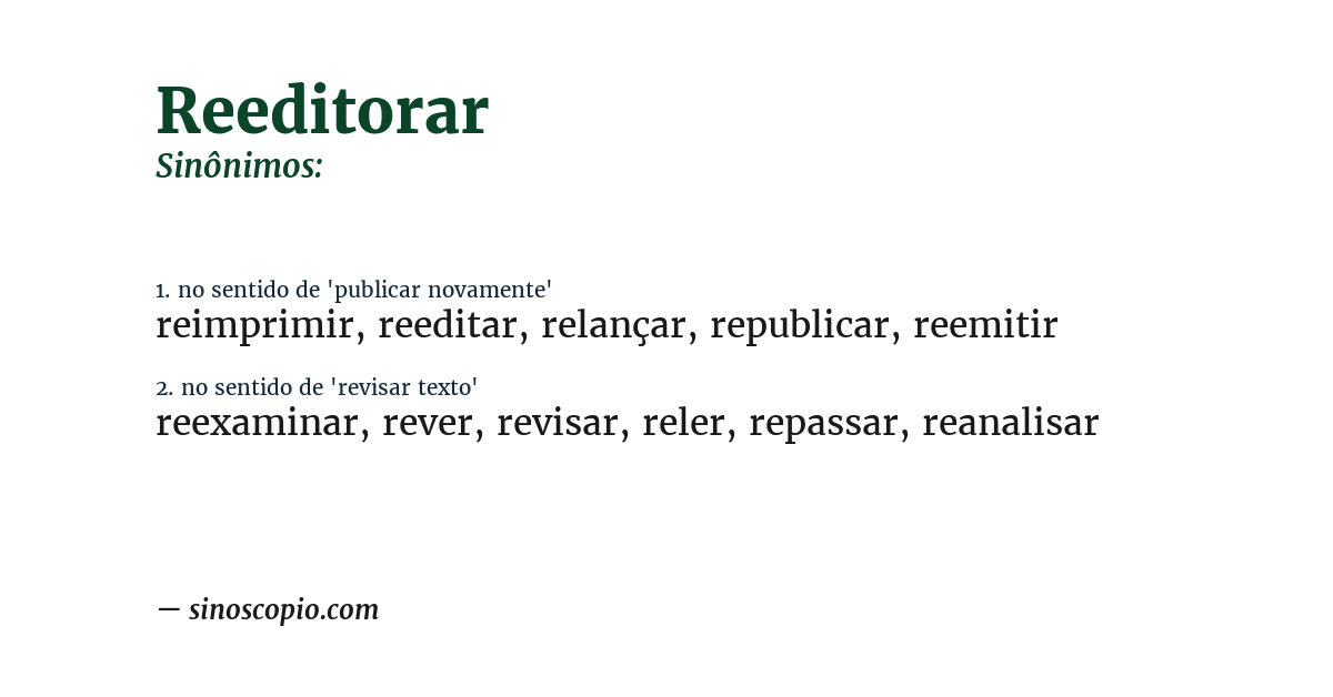 Sinônimo de reeditorar