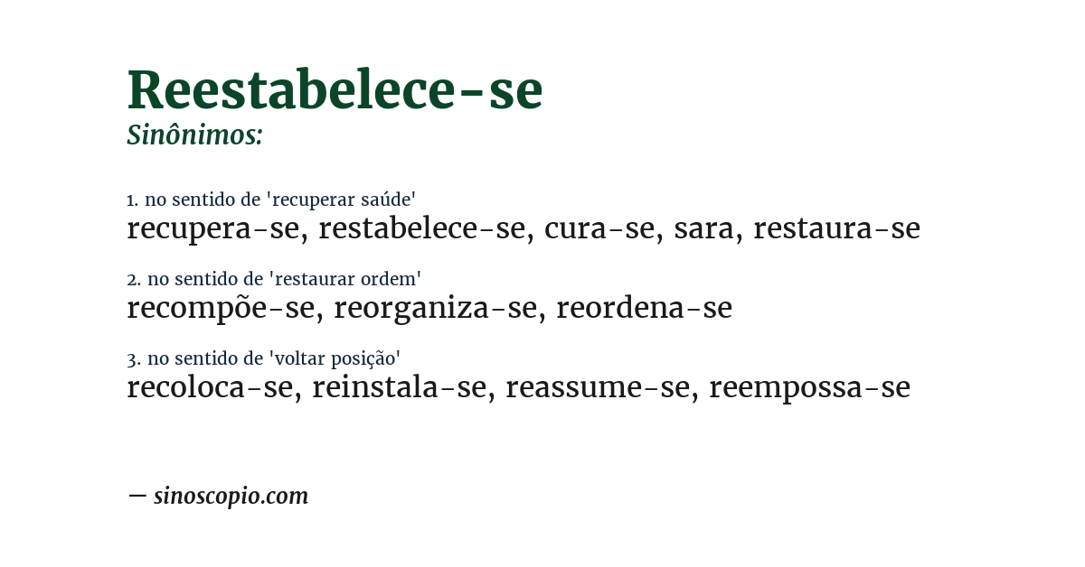 Sinônimo de reestabelece-se
