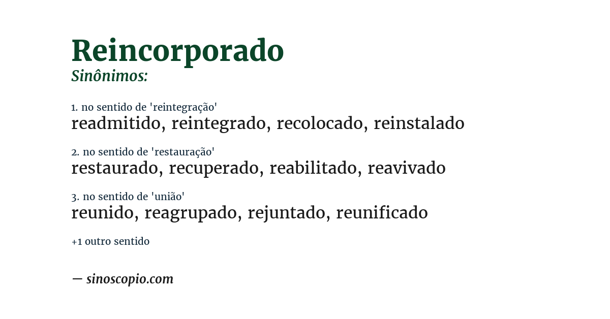 Sinônimo de reincorporado