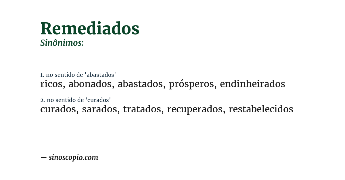 Sinônimo de remediados