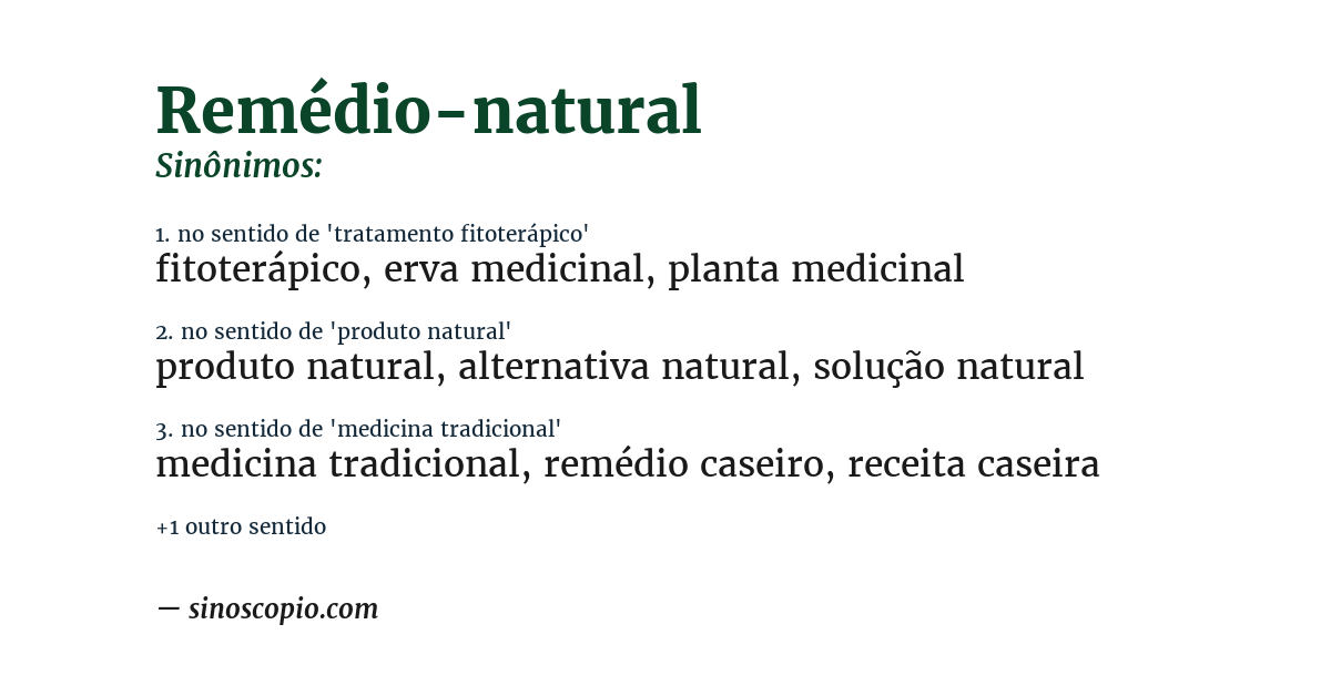 Sinônimo de remédio-natural