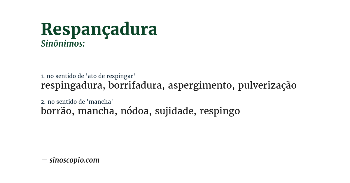 Sinônimo de respançadura